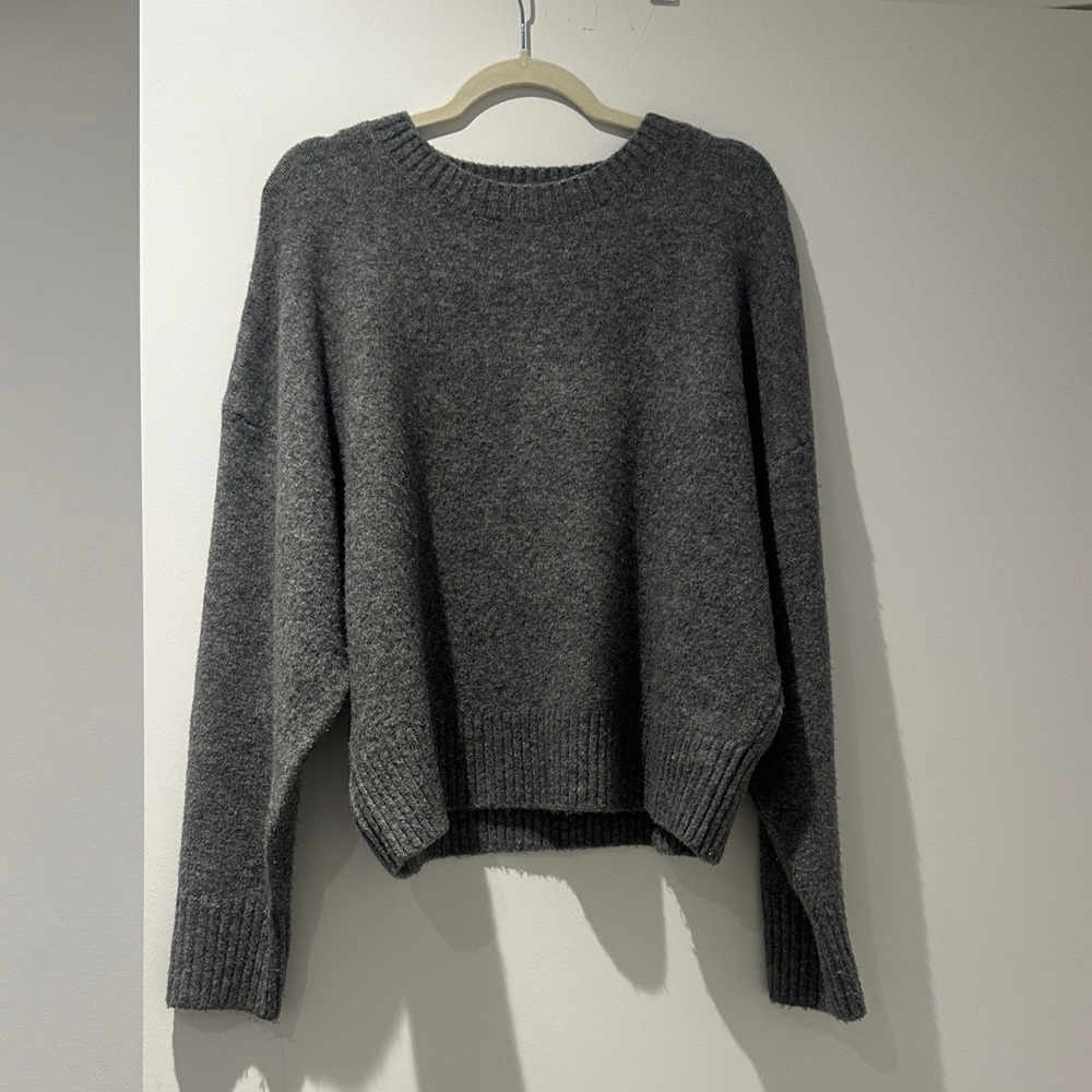 Zara Grey Knit Crewneck Sweater